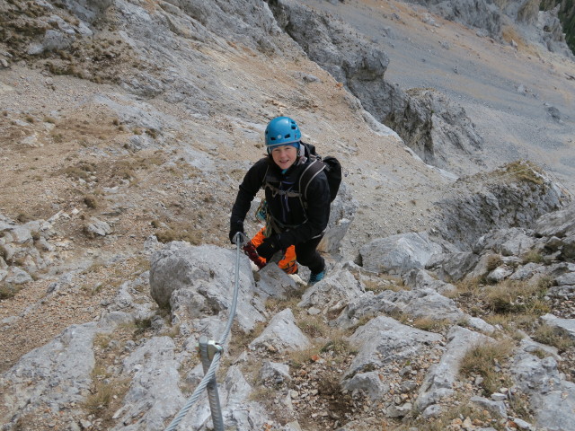 Königschusswand-Klettersteig: Irene im unteren Teil