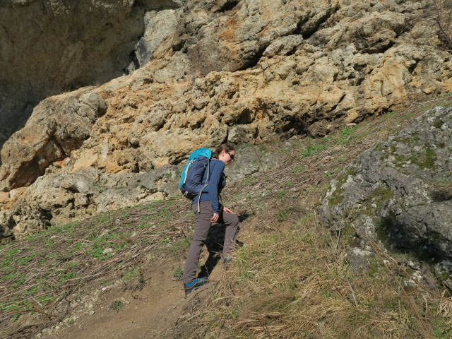Sabine zwischen Pitten und Pittentaler Klettersteig