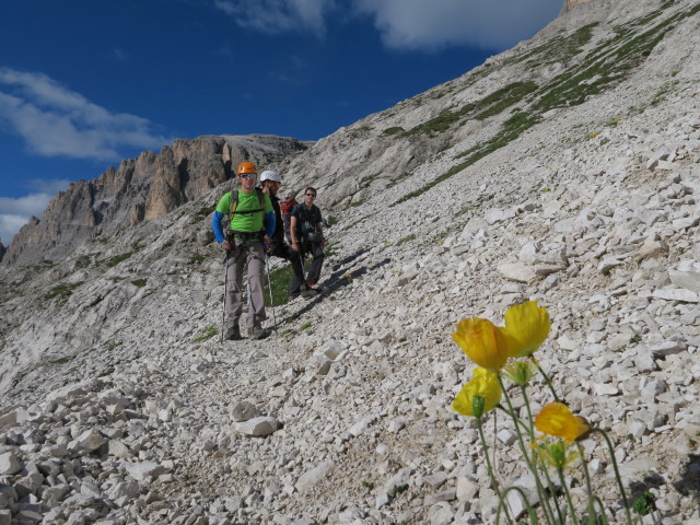 Aaron, Armin und Ronald am Weg 101 zwischen Alpinisteig und Forcella Giralba (15. Juli)