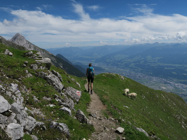 Larissa am Goetheweg zwischen Hafelekarspitze und Gleirschjöchl (29. Juli)