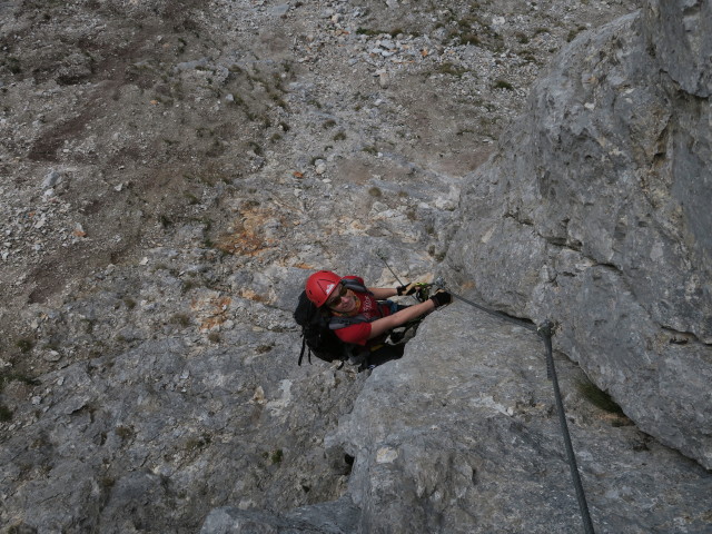 Königschusswand-Klettersteig: Carmen im Einstieg
