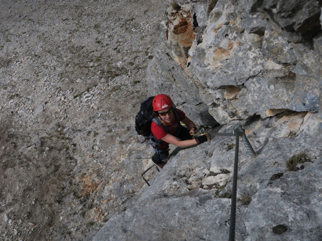 Königschusswand-Klettersteig: Carmen im unteren Teil