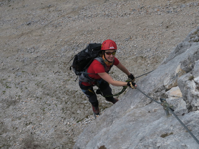 Königschusswand-Klettersteig: Carmen im unteren Teil