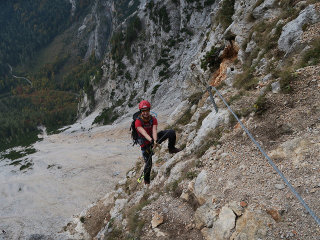 Königschusswand-Klettersteig: Carmen im unteren Teil