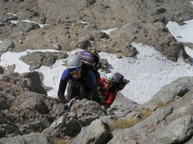 Haid-Klettersteig: Ursula und Gerhard am ersten Steigbaum