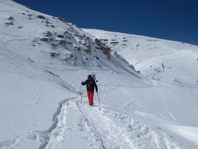Markus zwischen Forcella Pordoi und Bamberger Hütte (23. März)