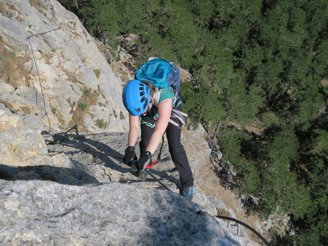 Gebirgsvereins-Klettersteig: Sabine in der Weningerwand