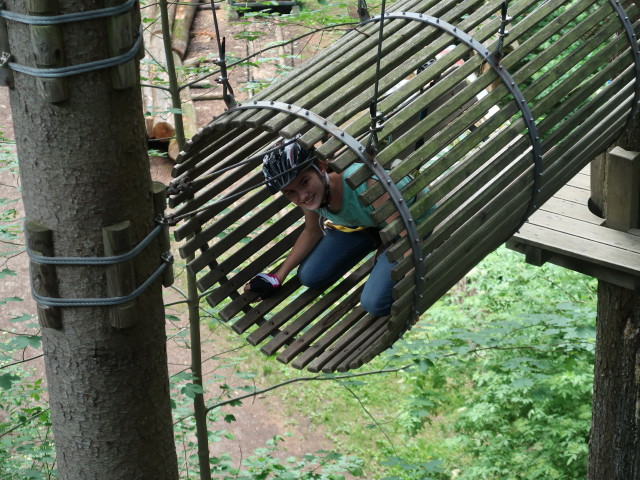 Kletterwald Buchenberg: Anja Liv im Parcours 'Schwarzspecht'