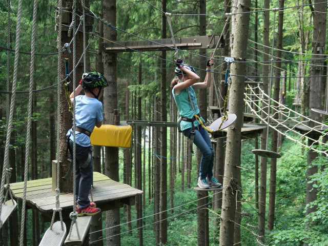 Kletterwald Buchenberg: Tim und Anja Liv im Parcours 'Baummarder'