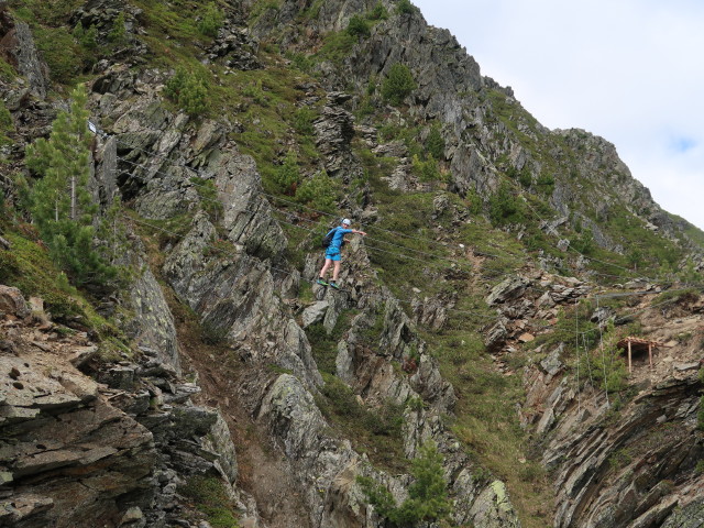 Speikboden-Klettersteig: Christian auf der Seilbrücke