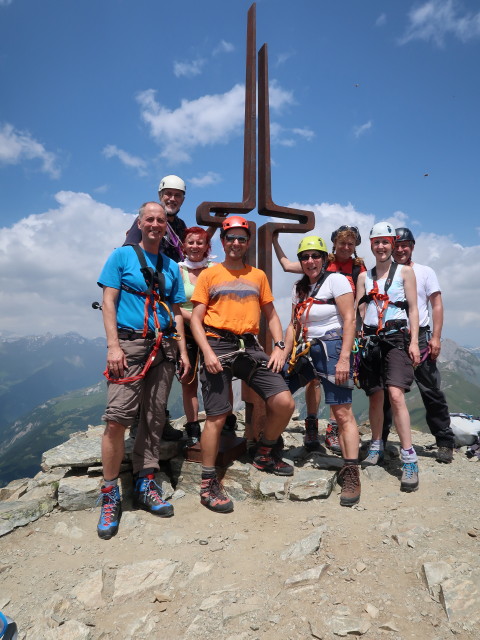 Frank, Josef, Michaela, ich, Ulrike, Marion, Sonja und Erich am Vorgipfel des Rotenkogels