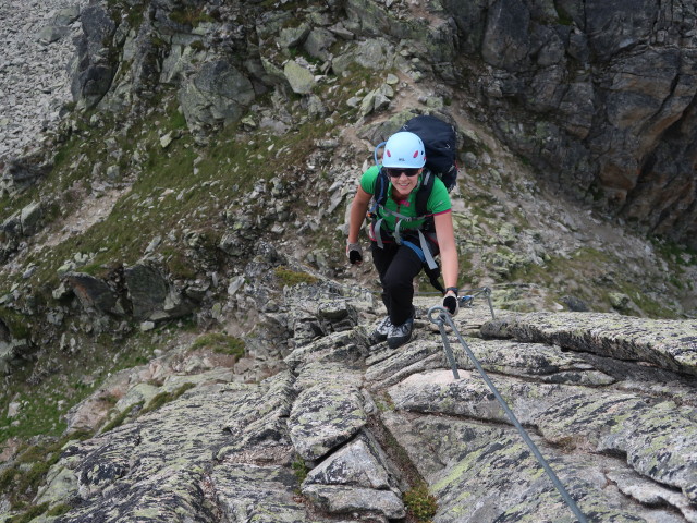 Krokodil-Klettersteig: Marisa am zweiten Turm (28. Juli)
