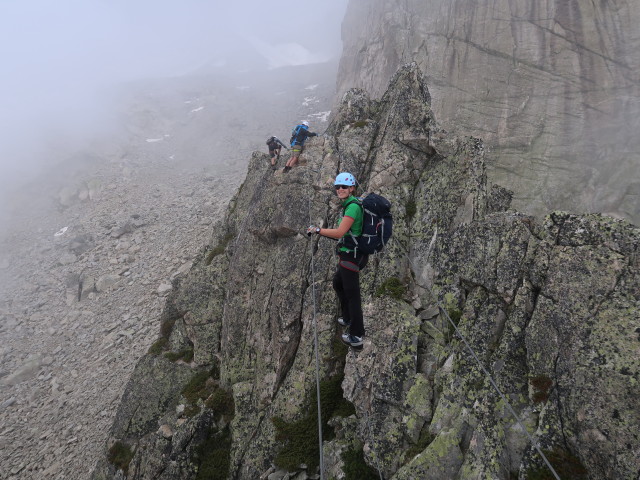Krokodil-Klettersteig: Marisa auf der Seilbrücke (28. Juli)