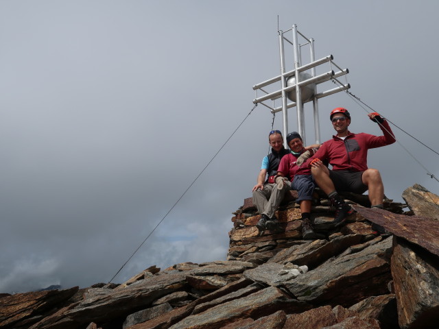 Christoph, Gudrun und ich am Nördlichen Ramolkogel, 3.427 m (11. Aug.)