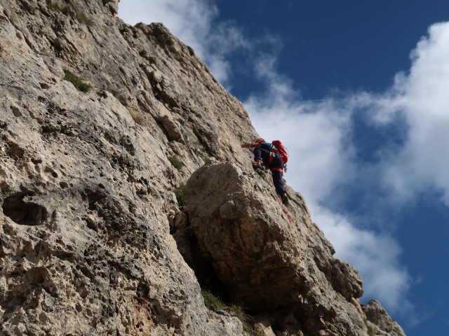 Westgrat des Sas Bece: Axel in der 1. Seillänge