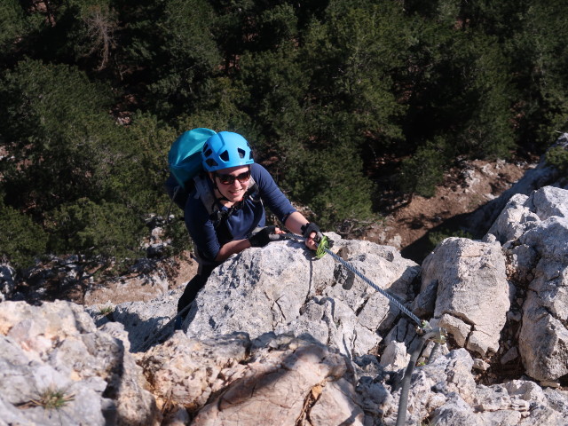 Gebirgsvereins-Klettersteig: Sabine in der Weningerwand