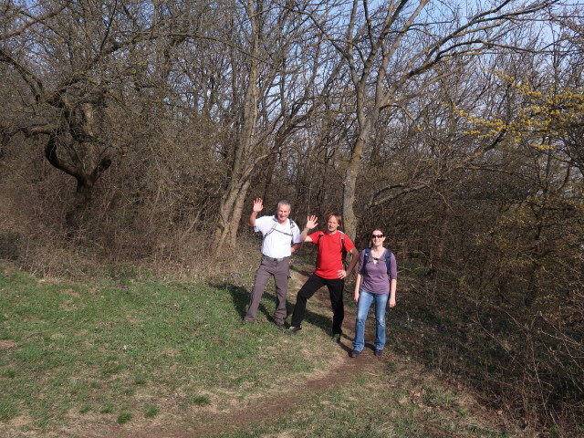 Erich, Jörg und Sabine zwischen Weißem Kreuz und Hundsheimer Berg