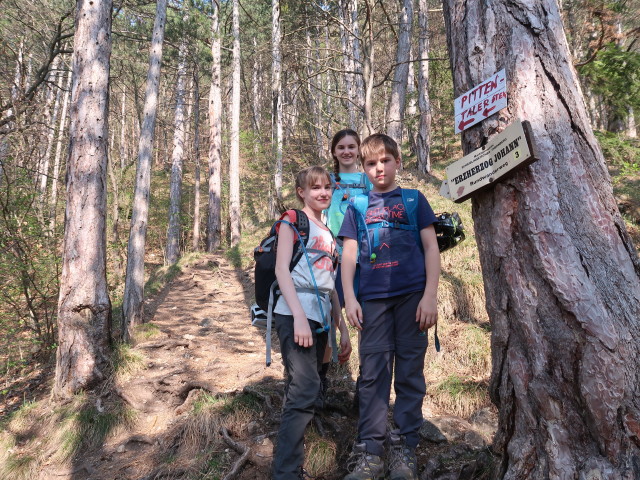 Katja Lin, Anja Liv und Tim zwischen Pitten und Pittentaler Klettersteig