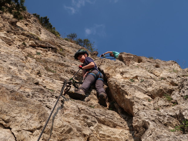 Pittentaler Klettersteig: Tim und Anja Liv in der Schlüsselstelle