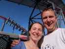 Sabine und ich bei 'X2' in Six Flags Magic Mountain (6. Juni)