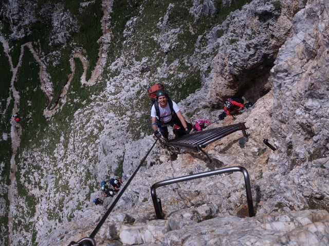 Pisciadù-Klettersteig: Ronald auf der Leiter (3. Aug.)