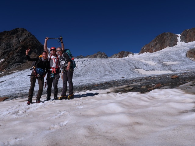 Bernadette, ich und Evelyn am Guslarferner (18. Aug.)