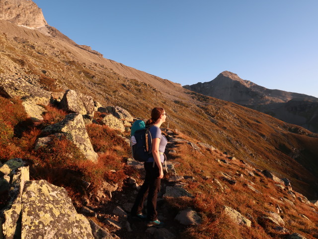 Sabine am Berliner Höhenweg zwischen Olpererhütte und Lapenkarbach (16. Sept.)