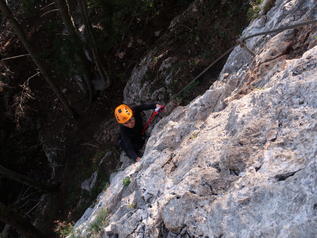 Gebirgsvereins-Klettersteig: Kathrin in der Headwall