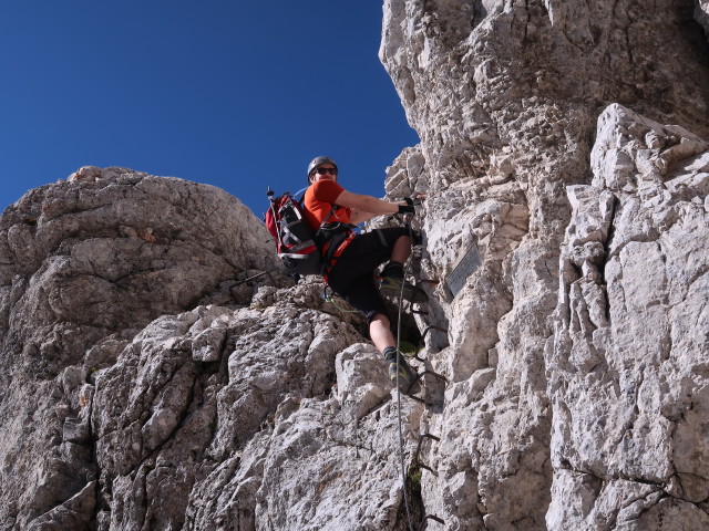 Via Ferrata Scala A. Pipan: Thomas zwischen Einstieg und Leiter (12. Okt.)