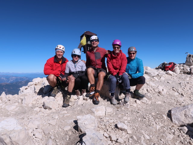 David, Evelin, ich, Birgit und Thomas am Jof di Montasio, 2.754 m (12. Okt.)