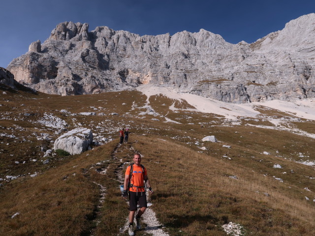 Thomas, Birgit und David zwischen Via Ferrata Scala A. Pipan und Altipiano del Montasio (12. Okt.)