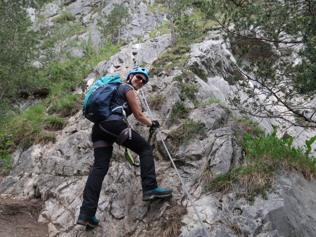 Galugg-Klettersteig: Sabine im Einstieg