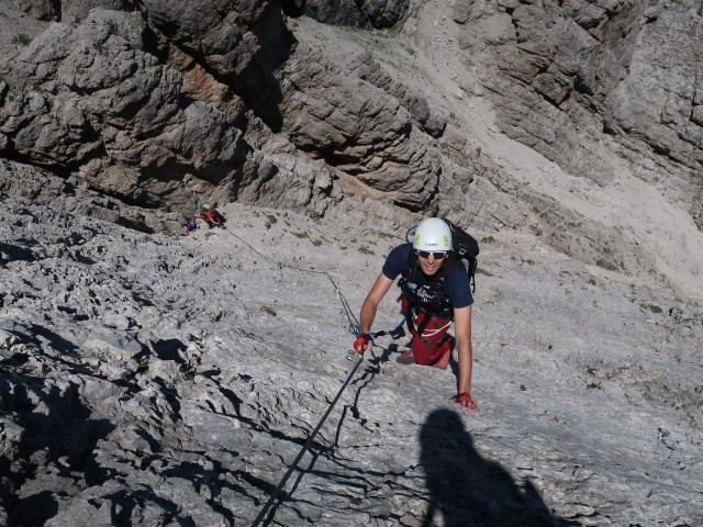 Madonnen-Klettersteig: Roland zwischen Großer Gamswiesenspitze und Kleiner Gamswiesenspitze