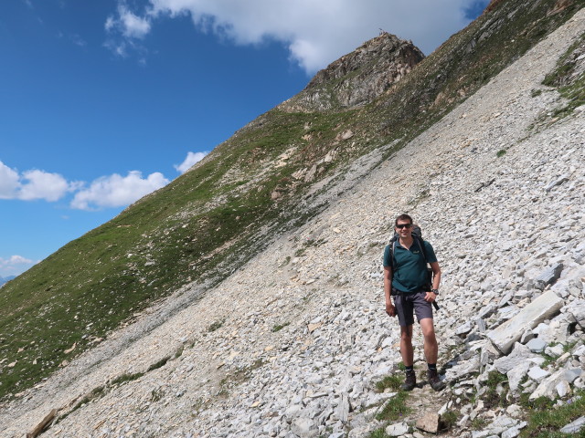 Ronald zwischen Westlicher Schöberspitze und Kleegrubenscharte (8. Aug.)