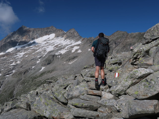 Ronald zwischen Friesenberghaus und Hohem Riffler (10. Aug.)