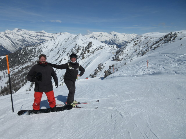 Markus und ich auf der Piste 'Plan du Fou - Fontaines' (22. März)
