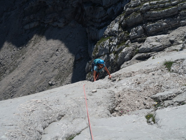 'Ulli, da Tanzbodn is insa': Sabine in der 8. Seillänge
