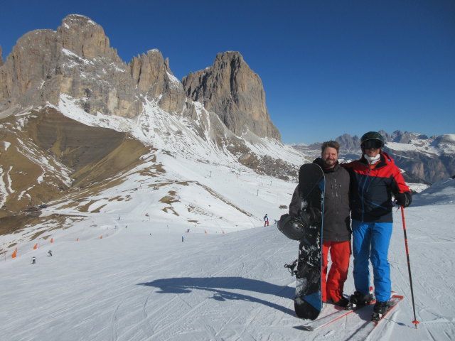 Markus und ich auf der Piste Rodella (22. März)
