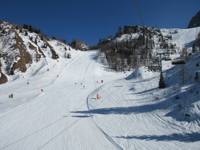 Piste Portados von der Sesselbahn Carpazza aus (24. März)