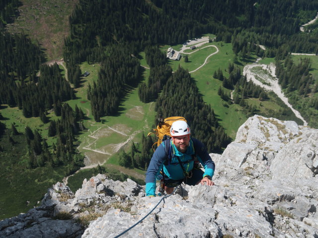 Kalbling-Nordwestgrat: Stefan in der 8. Seillänge (5. Juni)