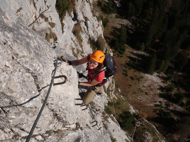 Tristans Kirchboden-Klettersteig: Hannelore in 'Setz Di eini'
