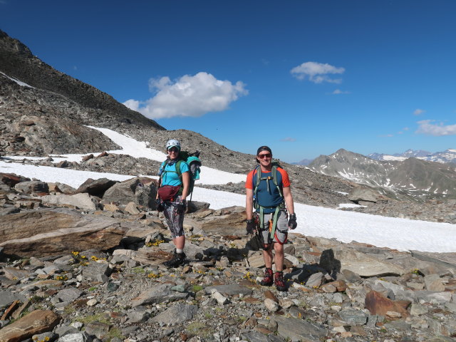 Ursa und Christian zwischen Kristallwand-Klettersteig und Badener Hütte (15. Juli)