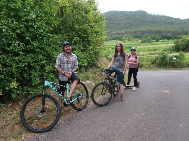 Manuel, Hannelore und Sabine zwischen Winzendorf und Brunn an der Schneebergbahn