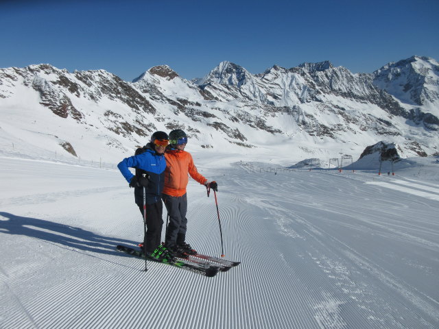 Stefan und ich auf der Daunenhang-Abfahrt