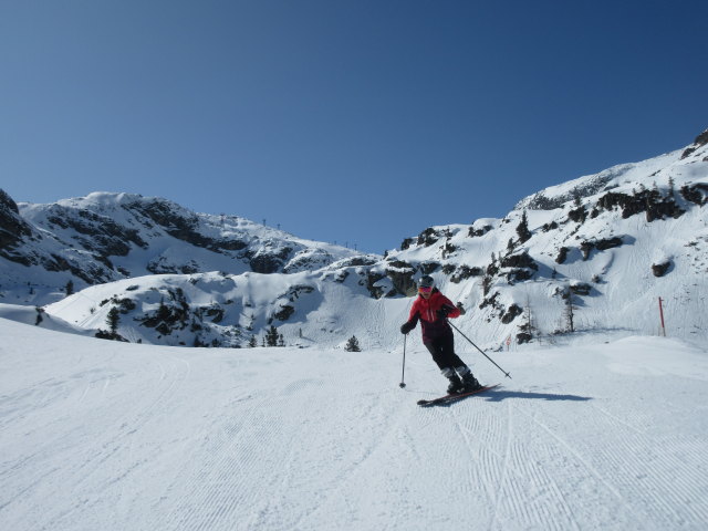 Melanie auf der Abfahrt Grünsee