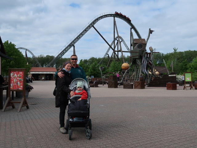 Sabine, ich und Nils in Djurs Sommerland in Nimtofte (21. Mai)