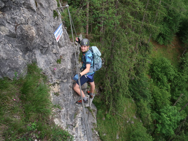 Poppenberg-Klettersteig: Tim bei der Seilbrücke (7. Juni)