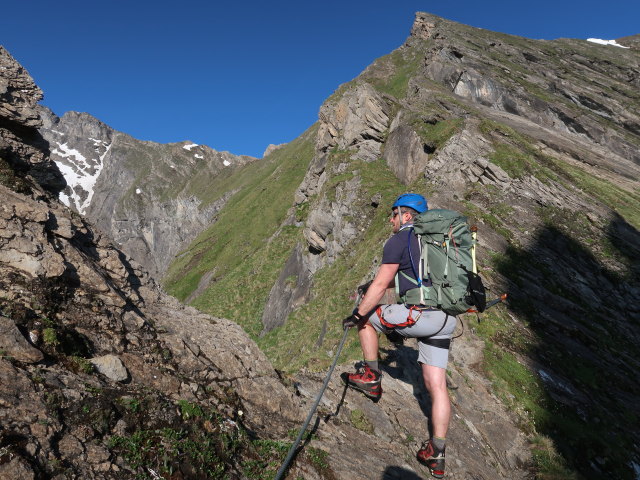Christian am Gleiwitzer Höhenweg zwischen Unterer Jägerscharte und Oberer Jägerscharte (22. Juni)