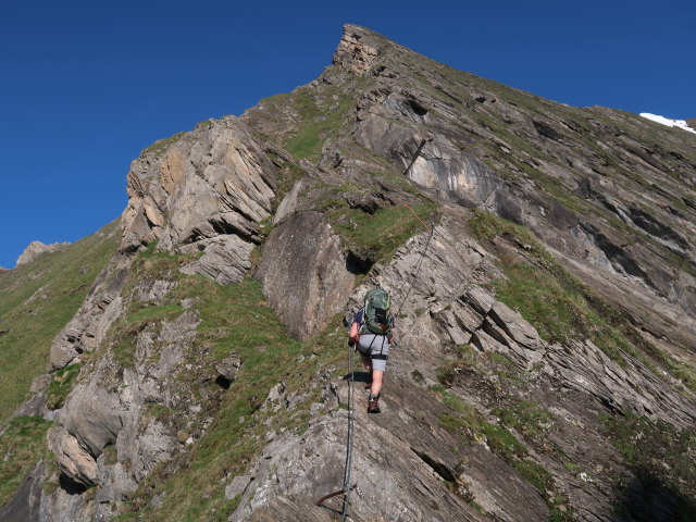 Christian am Gleiwitzer Höhenweg zwischen Unterer Jägerscharte und Oberer Jägerscharte (22. Juni)