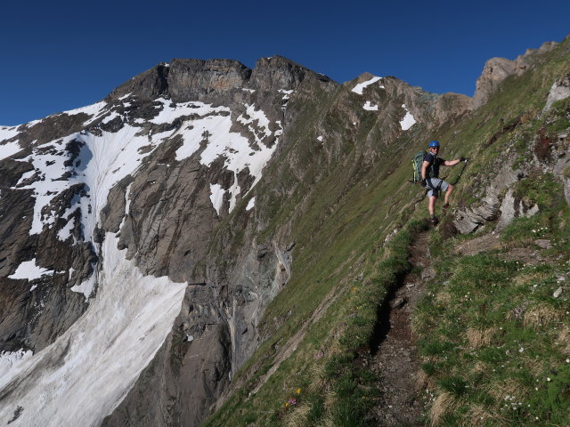 Christian am Gleiwitzer Höhenweg zwischen Unterer Jägerscharte und Oberer Jägerscharte (22. Juni)